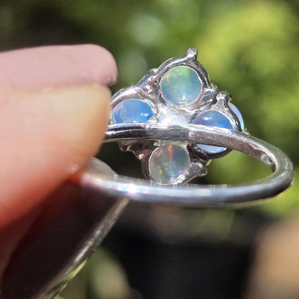 HOST PICK! ππ Opal Natural 4k Sterling & Gold Ring Sz6.5 - Picture 7 of 8